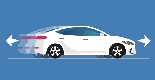 進行方向へ曲がる